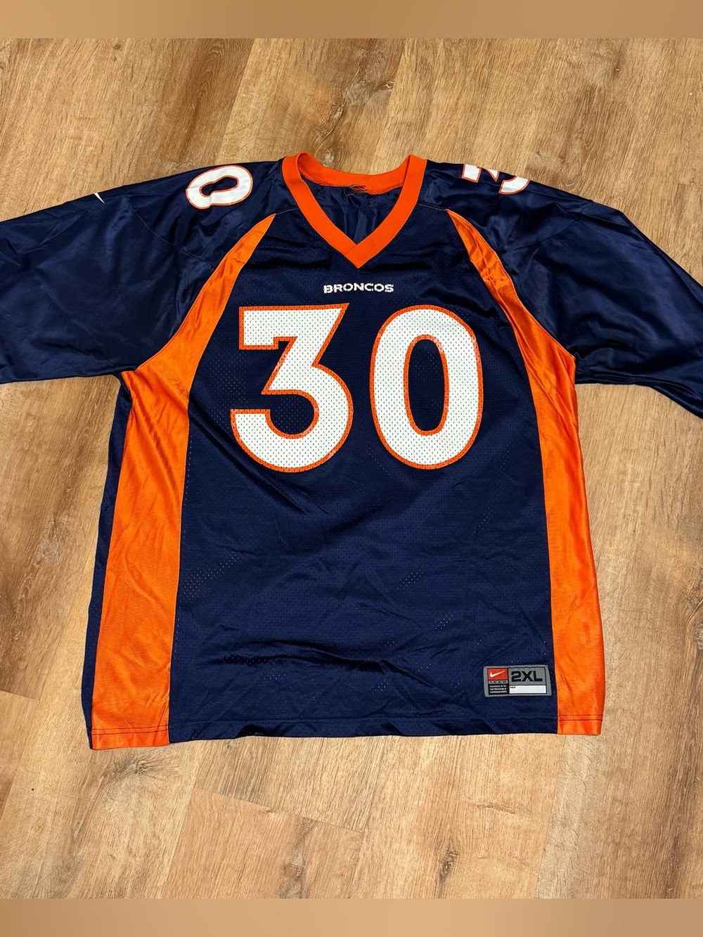 Vintage Nike Denver Broncos Terrell Davis 30 Jersey 2XL Blue 90s Gorpcore Sporty